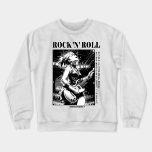 Rock and Roll - Anime Manga Aesthetic Black and White Crewneck Sweatshirt